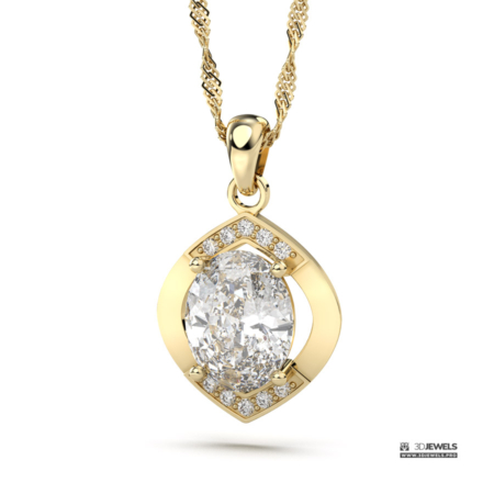 Oval Cut With Diamond Halo Pendant Free 3D Model-900px-шьп1-2