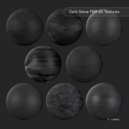 8 Dark Stone PBR 4K Textures - Sample rendering image 1