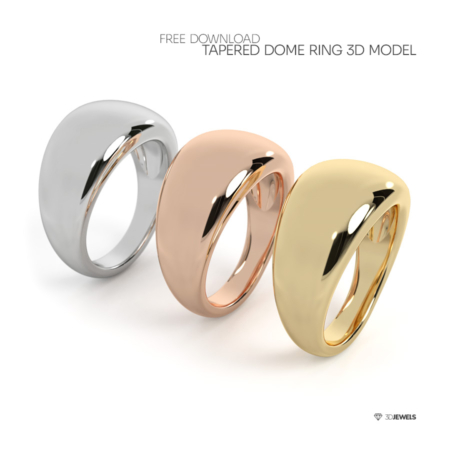 3 Color - Tapered Dome Rings 3D Model